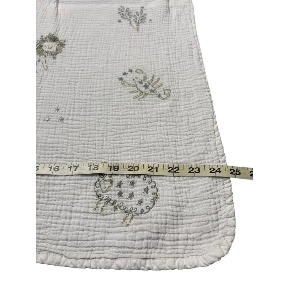 Pottery Barn Kids Metallic Zodiac Muslin Baby Blanket Cotton Astrology‎ Signs